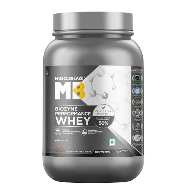 MuscleBlaze Biozyme Performance Whey Protein (1kg / 2.2lbs)
